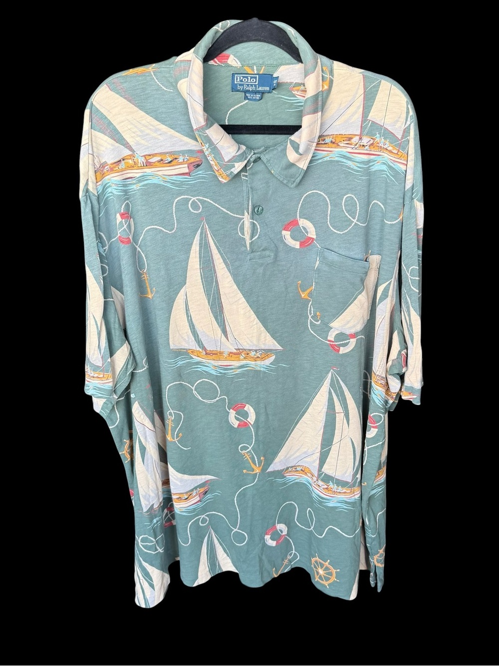 Polo by Ralph Lauren Men's Short Sleeve Sailboat Print Polo Shirt 4XLT